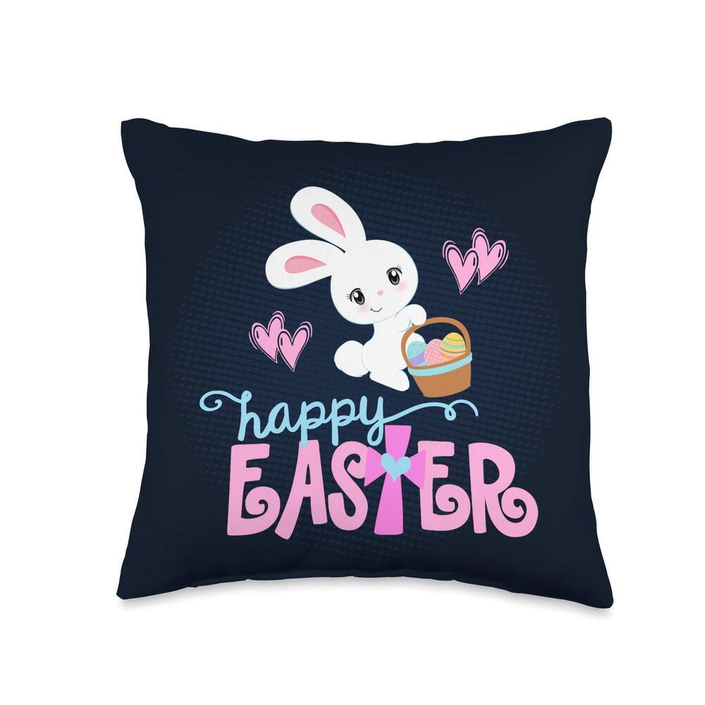 9014 HAPPY EASTER Bunny Rabbit Egg Hunt Funny Christian Girl Kids Throw